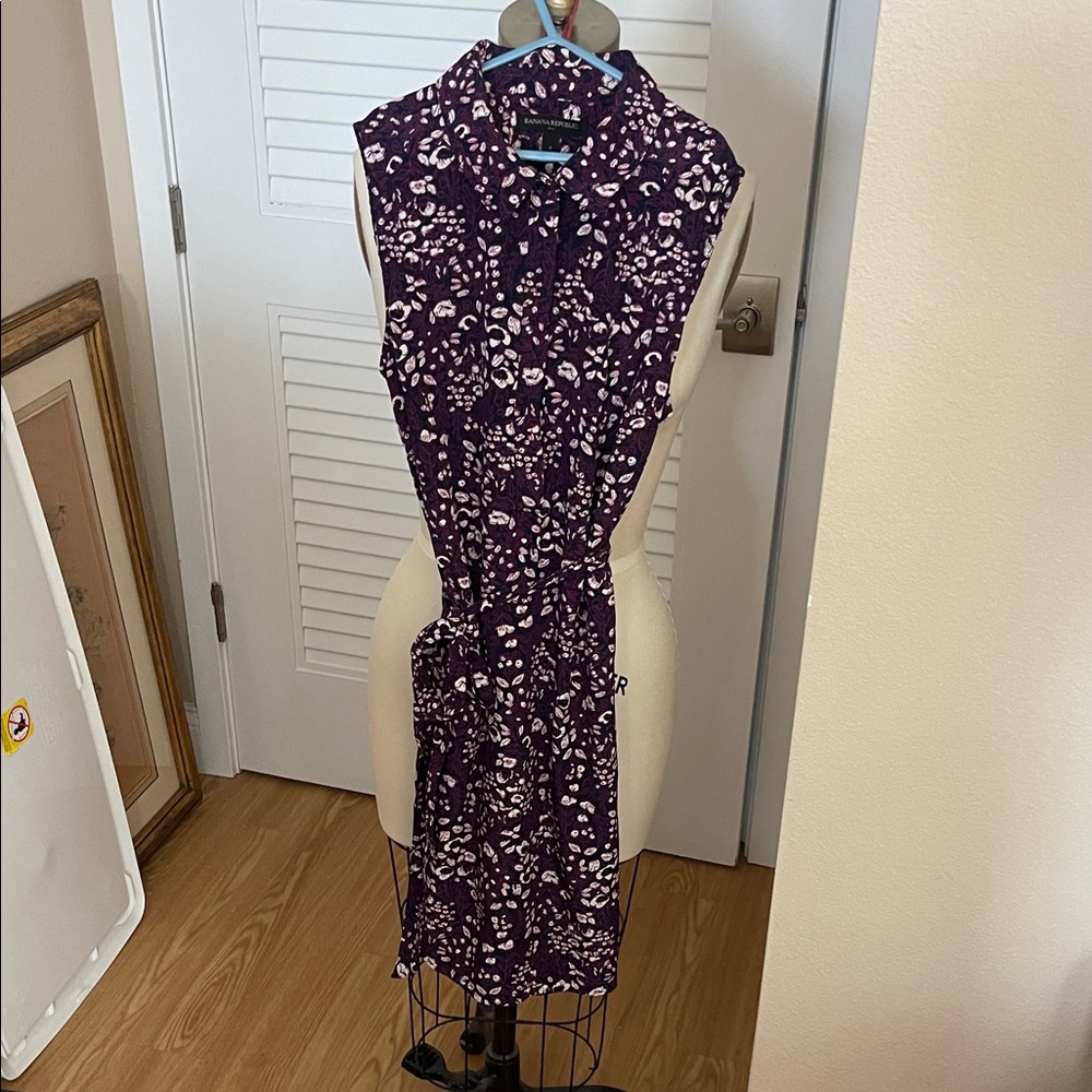 Banana Republic Purple and White Midi Dress